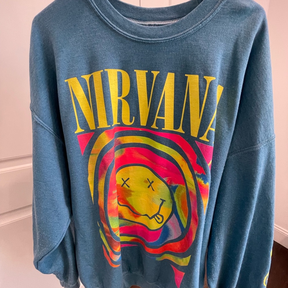 Urban Outfitters S/M blue Nirvana smile sweatshirt
